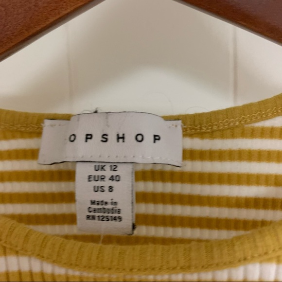 Topshop | Yellow & White Striped Crop Top - Picture 4 of 8